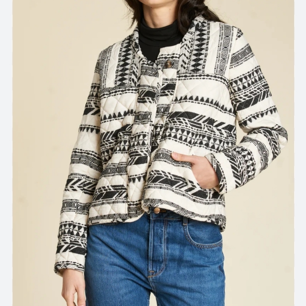NEW dRA Quilted Carlos Jacket XL Anthropologie Print Boho Art To Wear Textured